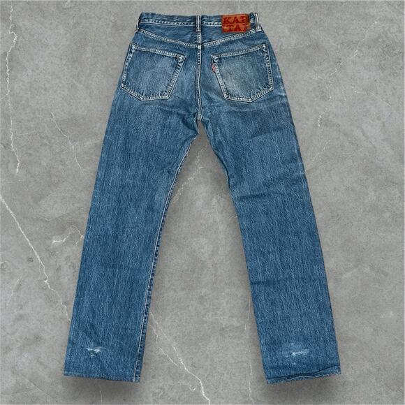 Kapital Red Stripe Blue Denim Jeans 28” x 31” Made in Japan Americana Button Fly - Picture 2 of 14